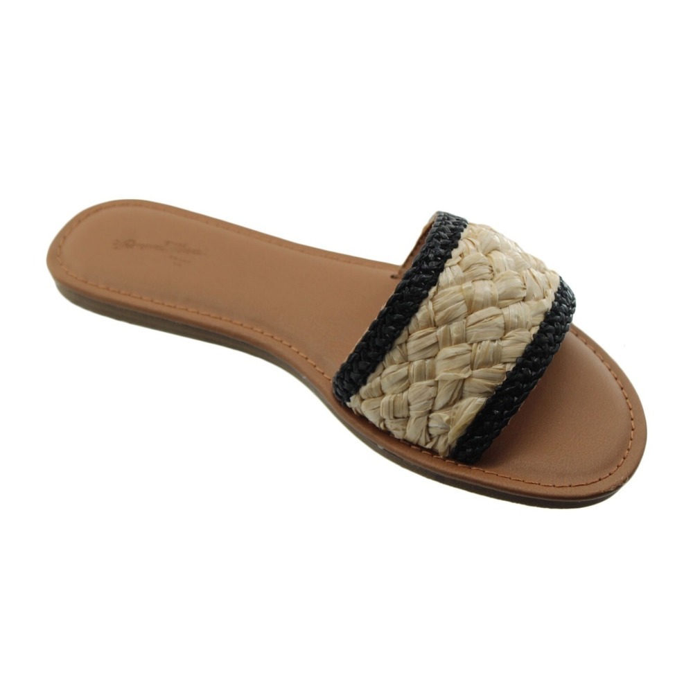 Women Sandals Women's Dez Woven Slide‎ Sandals Size 8 Browm/Beige/Black